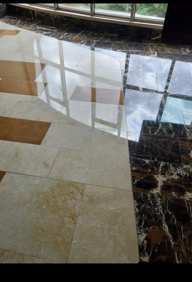 Restorasyon sonrası parlak mermer yüzey